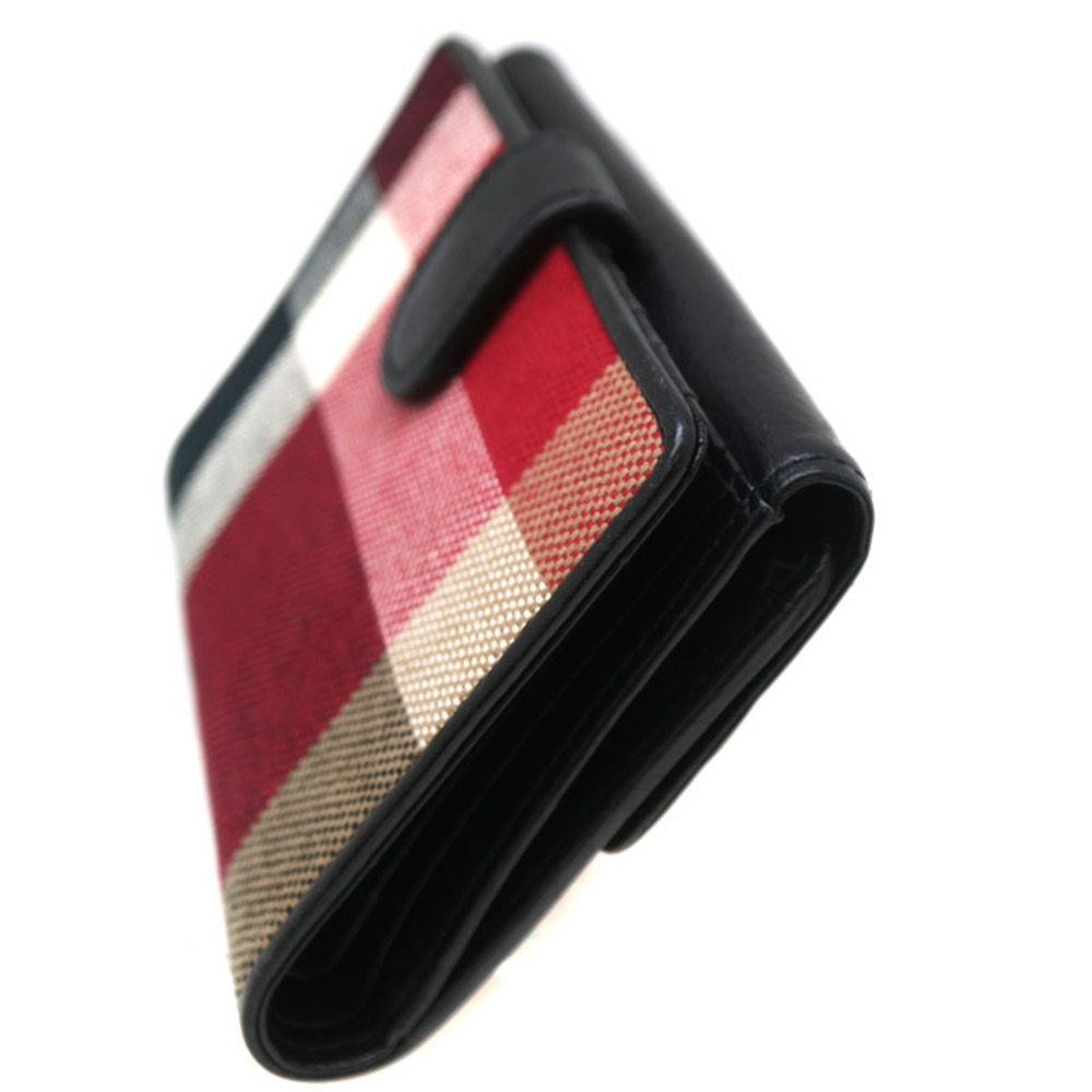 Burberry Hook Wallet Double Canvas Leather Red Black - Picture 5 of 8